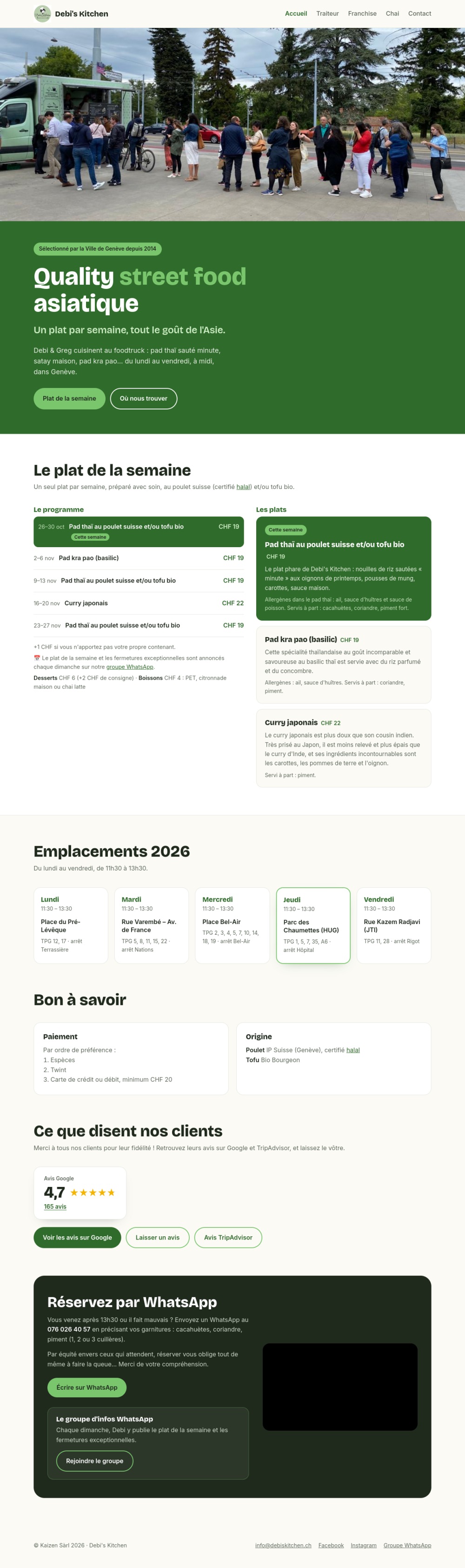 Le site de Debi's Kitchen, qu'elle fait évoluer elle-même via l'IA